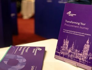 Procurement services merchandise at an event stand