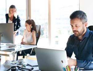 People working in an office setting