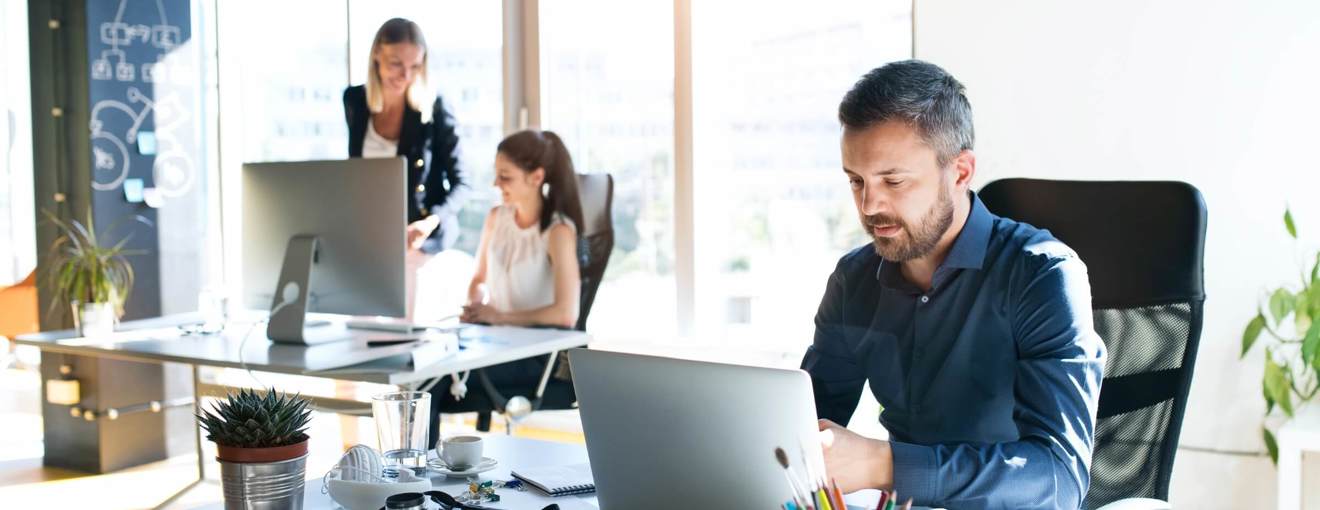 People working in an office setting