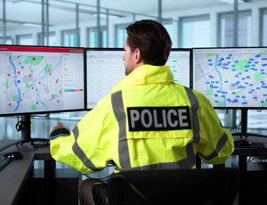 Police officer analysing data